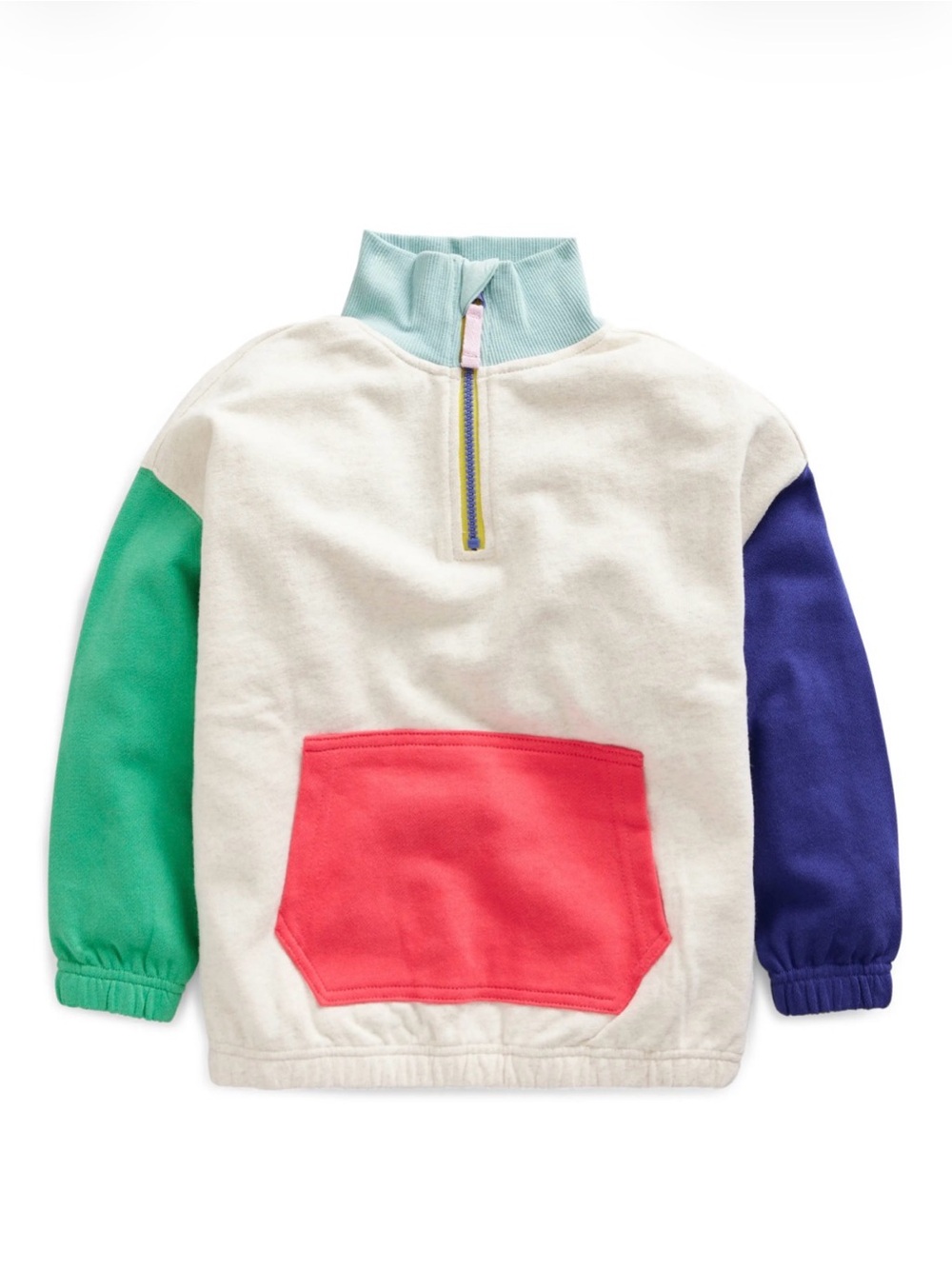 Kids Mini Boden Colorblock Quarter-Zip Pullover 2-3Y Unisex